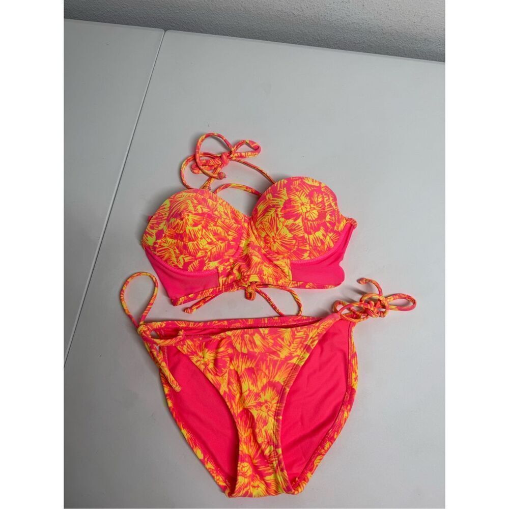 No Boundaries Women’s Floral Printed Bikini Set Padded Size S See Description